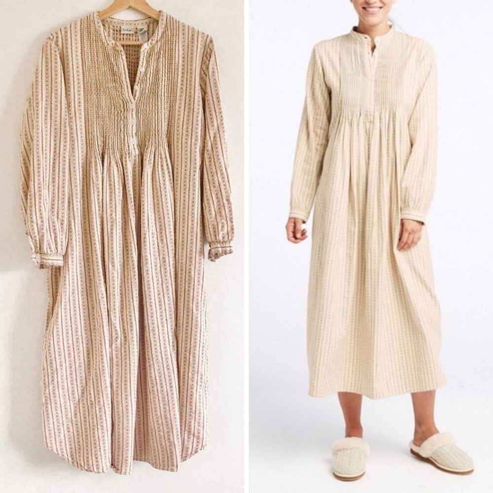 Vintage L.L. Bean Cotton Cottagecore Flannel Nightgown Large